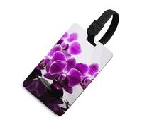 Gepäckanhänger mit Schlüsselband, Motiv: Schmetterling, Orchidee, TPU, für Reisen, Flugzeug, mit Umhängeband, Ausweis, Ausweis, Karte für Koffer, Rucksack, Werkzeugkasten, Violett