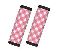 Gepäckgriffbandagen für Koffer, weich, Gingham-Karomuster, Gepäckgriff, Kennzeichnungen für Koffer, Rosa