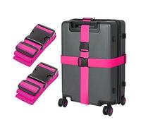 Gepäckgurte, verstellbar, mit Schnalle, elastischer Gürtel, Kreuzkoffer, Reise, Riemen für Koffer, Befestigung für sicheren Verschluss, 2 Stück (rot)