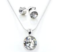 Gepardini White Diamond Set mit Halskette und 2 Ohrsteckern I Schmuck mit Kristallen von Swarovski I handgearbeitet und hochwertig rhodiniert