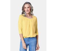 Kurzarmbluse GOLDNER "Chiffon-Shirt mit 3/4-Arm, Rundhals", Damen, Gr. 38, gelb, Obermaterial: 95% Viskose CV. 5% Elasthan EL., Casual, Sonstiges, Blusen, keine/nicht relevant (28871658-38) gelb