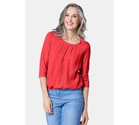 Kurzarmbluse GOLDNER "Chiffon-Shirt mit 3/4-Arm, Rundhals", Damen, Gr. 46, rot, Obermaterial: 95% Viskose CV. 5% Elasthan EL., Casual, Sonstiges, Blusen, keine/nicht relevant (54757143-46) rot