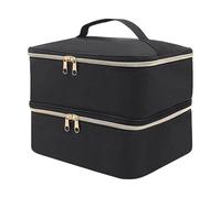 Gepolsterte Nagellack-Organizer, Tasche, doppellagig, Aufbewahrung für Flaschen, Lampe, Set, professionelle tragbare Tragetasche, große Kapazität, Nagellack-Aufbewahrungstasche, Schwarz