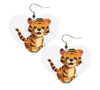 Gepunktete Tiger-Leder-Ohrringe für Damen, Herz-Ohrringe, leichte Tropfenohrringe, Schmuckgeschenk, Einheitsgröße, Leder, Kein Edelstein