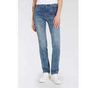 Gerade Jeans ARIZONA "Ultra-Stretch", Damen, Gr. 46, N-Gr, blau (blau used), Denim/Jeans, Obermaterial: 74% Baumwolle, 24% Polyester, 2% Elasthan, unifarben, Basic, gerade lang, Jeans, Used-Look-Wasch