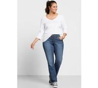 Stretch-Jeans SHEEGO, Damen, Gr. 26, Kurzgrößen, blau (blau denim), 98% Baumwolle, 2% Elasthan, unifarben, lang, Jeans (73513235-26) blau denim
