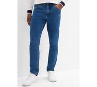 Gerade Jeans BONPRIX, Herren, Gr. 56, N-Gr, blau denim (länge: regulär), Denim/Jeans, Obermaterial: 99% Baumwolle, 1% Elasthan, Abriebeffekte, unifarben, klassisch lang, Jeans, 5-Pocket Form, straight