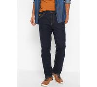 Gerade Jeans BONPRIX "Thermo Classic Fit Stretch-Jeans mit wärmendem Fleecefutter", Herren, Gr. 56, N-Gr, blau (dunkelblau denim), Obermaterial: 98% Baumwolle, 2% Elasthan. Futter: 100% Polyester, kla