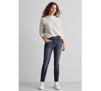 Gerade Jeans CECIL, Damen, Gr. 29, Länge 32, blau (dunkelblau wash), Web, 78% Baumwolle, 20% Polyester, 2% Elasthan, unifarben, lang, Jeans, 4-Pocket Style (29324925-29) dunkelblau wash
