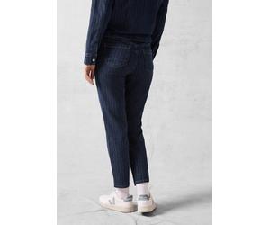 Gerade Jeans CECIL, Damen, Gr. 36, Länge 28, blau (dunkelblau wash), Web, 77% Baumwolle, 20% Polyester, 3% Elasthan, gestreift, normal, Jeans, Middle Waist (89798750-36) dunkelblau wash