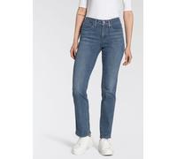 Gerade Jeans LEVI'S "314 Shaping Straight", Damen, Gr. 27, Länge 34, blau (mid indigo blau used), Denim/Jeans, Obermaterial: 60% Baumwolle, 23% Viskose, 16% Polyester, 1% Elasthan, gerade lang, Jeans,