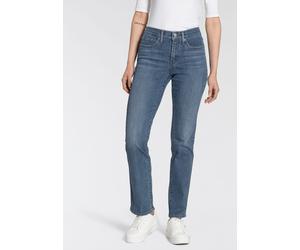 Gerade Jeans LEVI'S "314 Shaping Straight", Damen, Gr. 33, Länge 32, blau (mid indigo blau used), Denim/Jeans, Obermaterial: 60% Baumwolle, 23% Viskose, 16% Polyester, 1% Elasthan, gerade lang, Jeans,
