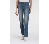 Gerade Jeans LEVI'S "314 Shaping Straight", Damen, Gr. 34, Länge 32, blau (smudged line), Denim/Jeans, Obermaterial: 80% Baumwolle, 14% Polyester, 6% Elasthan, gerade lang, Jeans, mit Stretch (4980446