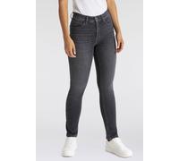 Gerade Jeans MAC "MELANIE dragon-fly", Damen, Gr. 34, Länge 30, grau (grau heavy used wash), Denim/Jeans, Obermaterial: 98% Baumwolle, 2% Elasthan, figurbetont knöchellang, Jeans, Dekoratibe Nietendet