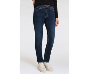 Gerade Jeans MAC "MELANIE dragon-fly", Damen, Gr. 36, Länge 32, blau (new basic wash), Denim/Jeans, Obermaterial: 98% Baumwolle, 2% Elasthan, figurbetont knöchellang, Jeans, Dekoratibe Nietendetails a