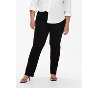 Gerade Jeans ONLY CARMAKOMA "CARAUGUSTA HW STRAIGHT", Damen, Gr. 42, Länge 32, schwarz (schwarz, denim), Denim/Jeans, Obermaterial: 69% Baumwolle, 29% Polyester, 2% Elasthan, gerade lang, Jeans Gerade