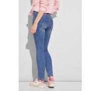 Gerade Jeans STREET ONE, Damen, Gr. 26, Länge 28, blau (light blau random wash), Jeans, 63% Baumwolle, 25% Polyester, 10% Viskose, 2% Elasthan, unifarben, lang, Jeans, High Waist (72468469-26) light b