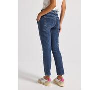 Gerade Jeans STREET ONE, Damen, Gr. 29, Länge 28, blau (dunkelblau authentic washed), Jeans, 76% Baumwolle, 18% Lyocell, 4% Elastomultiester, 2% Elasthan, unifarben, normal, Jeans, Middle Waist (84941