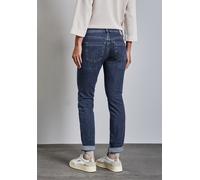 Gerade Jeans STREET ONE, Damen, Gr. 31, Länge 28, blau (authentic indigo wash), Jeans, 79% Baumwolle, 15% Polyester, 4% Elastomultiester, 2% Elasthan, bedruckt, normal, Jeans, Middle Waist (19741857-3