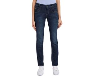 Gerade Jeans TOM TAILOR "Alexa Straight", Damen, Gr. 34, Länge 32, blau (schwarz stone washed), Denim/Jeans, Obermaterial: 69% Baumwolle, 20% Polyester, 9% Viskose, 2% Elasthan, unifarben, bequem lang
