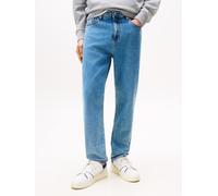 Gerade Jeans TOMMY JEANS "Isaac Relaxed Tapered", Herren, Gr. 32, Länge 32, blau (denim mid light blau), Denim/Jeans, Obermaterial: 99% Baumwolle, 1% Elasthan, regular fit lang, Jeans, Relaxed-Fit-Jea