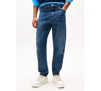 Gerade Jeans TOMMY JEANS "Isaac Relaxed Tapered", Herren, Gr. 32, Länge 32, blau (denim schwarz), Denim/Jeans, Obermaterial: 99% Baumwolle, 1% Elasthan, casual, regular fit lang, Jeans, Mit Gürtelschl