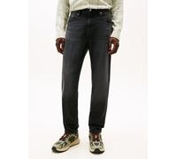 Gerade Jeans TOMMY JEANS "Isaac Relaxed Tapered", Herren, Gr. 33, Länge 30, schwarz (schwarz denim), Denim/Jeans, Obermaterial: 99% Baumwolle, 1% Elasthan, regular fit lang, Jeans, Relaxed-Fit-Jeans m