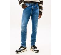 Gerade Jeans TOMMY JEANS "Scanton Slim", Herren, Gr. 36, Länge 30, blau (denim medium), Denim/Jeans, Obermaterial: 98% Baumwolle, 2% Elasthan, unifarben, slim fit lang, Jeans, Mit Markenlabel aus Lede