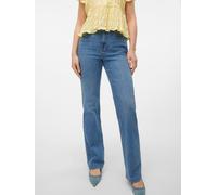 Gerade Jeans VERO MODA "VMTESSA HR STRAIGHT JEANS LI3114 GA NOOS", Damen, Gr. 29, Länge 34, blau (medium blau denim), Denim/Jeans, Obermaterial: 99% Baumwolle, 1% Elasthan, unifarben, Jeans (72986844-