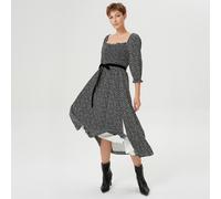 Geräuchertes Kleid mit quadratischem Kragen und Liberty-Print XS