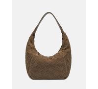 Geräumige Beuteltasche aus Veloursleder braun
