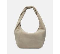Geräumige Beuteltasche aus weichem Veloursleder beige