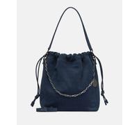 Geräumige Beuteltasche aus weichem Veloursleder blau