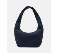 Geräumige Beuteltasche aus weichem Veloursleder blau