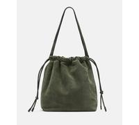 Geräumige Beuteltasche aus weichem Veloursleder olive