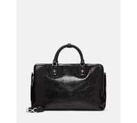 Geräumige Business-Bag aus glänzendem Leder schwarz