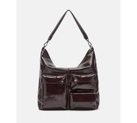 Geräumige Hobo-Bag aus glänzendem Rindsleder rot