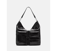 Geräumige Hobo-Bag aus Lackleder schwarz