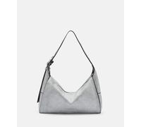 Geräumige Hobo-Bag aus Leder mit Breaking-Effekt creme