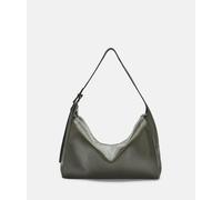 Geräumige Hobo-Bag aus Leder mit Breaking-Effekt olive