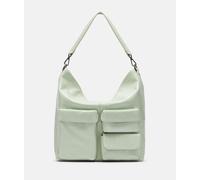 Geräumige Hobo-Bag aus Leder mit glossy Finish grün