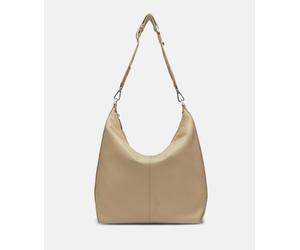 Geräumige Schultertasche aus Rindsleder beige