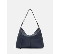 Geräumige Schultertasche aus Schafsleder blau