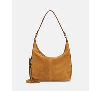 Geräumige Schultertasche aus weichem Veloursleder gelb