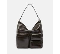 Geräumige Schultertasche in Lacklederoptik mit glossy Finish braun