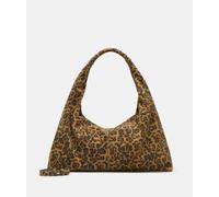 Geräumige Schultertasche mit Leo-Print braun