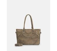 Geräumige Tasche aus Veloursleder beige