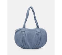Geräumige Tasche aus weichem Veloursleder blau