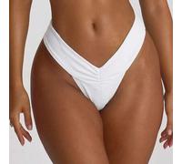 Geraffter Vorderseite High Waist String Bikini Hose, Schwimm-Urlaubs-Reise-Sommer-Strandmode Basic, einfarbiger Badeanzug Resort Kern
