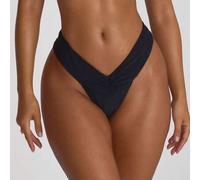 Geraffter Vorderseite High Waist String Bikini Hose, Schwimm-Urlaubs-Reise-Sommer-Strandmode Grundlagen, einfarbiger Badeanzug, Resort Kernstück